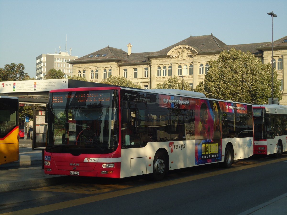 (140'950) - TRAVYS Yverdon - VD 388'206 - MAN am 27. Juli 2012 beim Bahnhof Yverdon