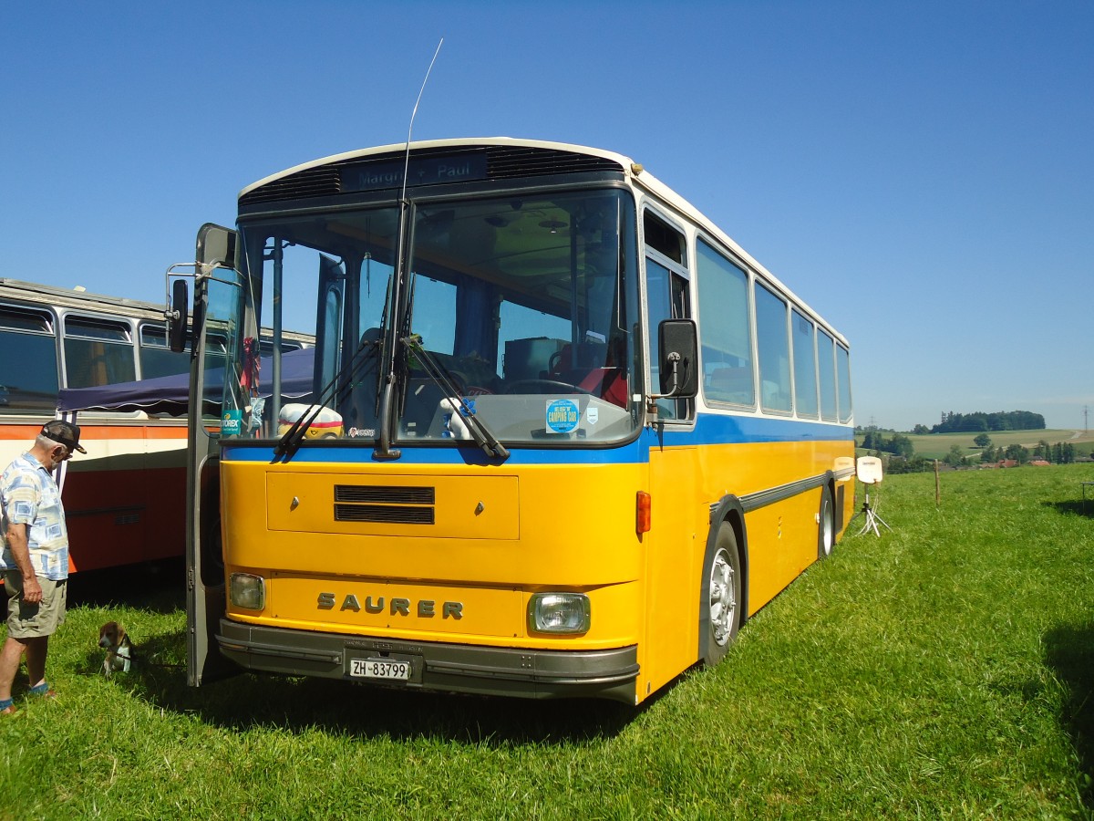 (141'164) - Metz, Watt - ZH 83'799 - Saurer/Tscher (ex P 24'267) am 18. August 2012 in Affeltrangen, Kreuzegg