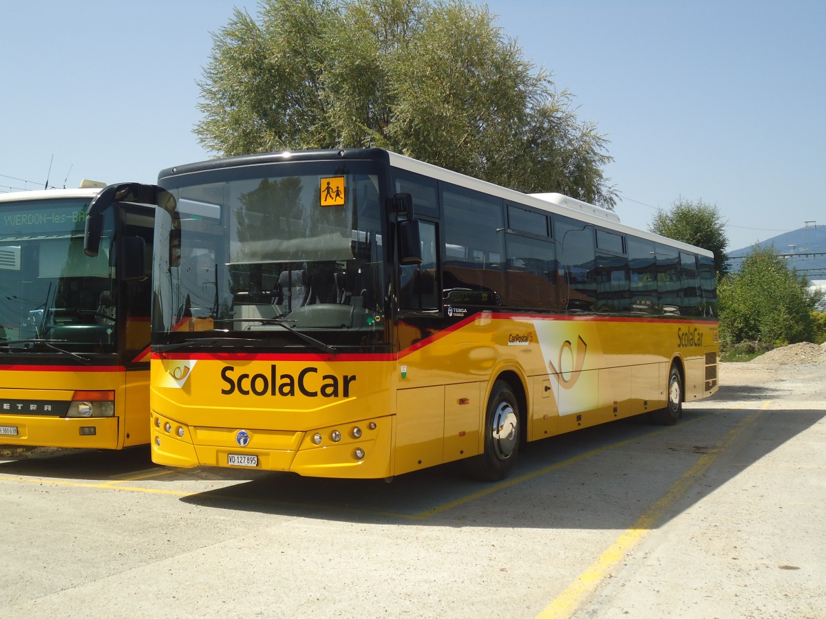 (141'340) - CarPostal Ouest - VD 127'895 - Temsa (ex ARCC Aubonne) am 19. August 2012 in Yverdon, Garage