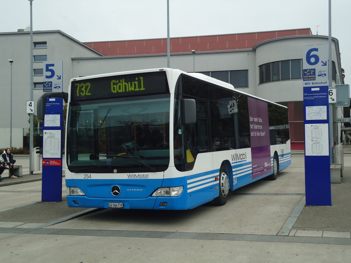 (141'502) - WilMobil, Wil - Nr. 254/SG 164'719 - Mercedes am 12. September 2012 beim Bahnhof Wil