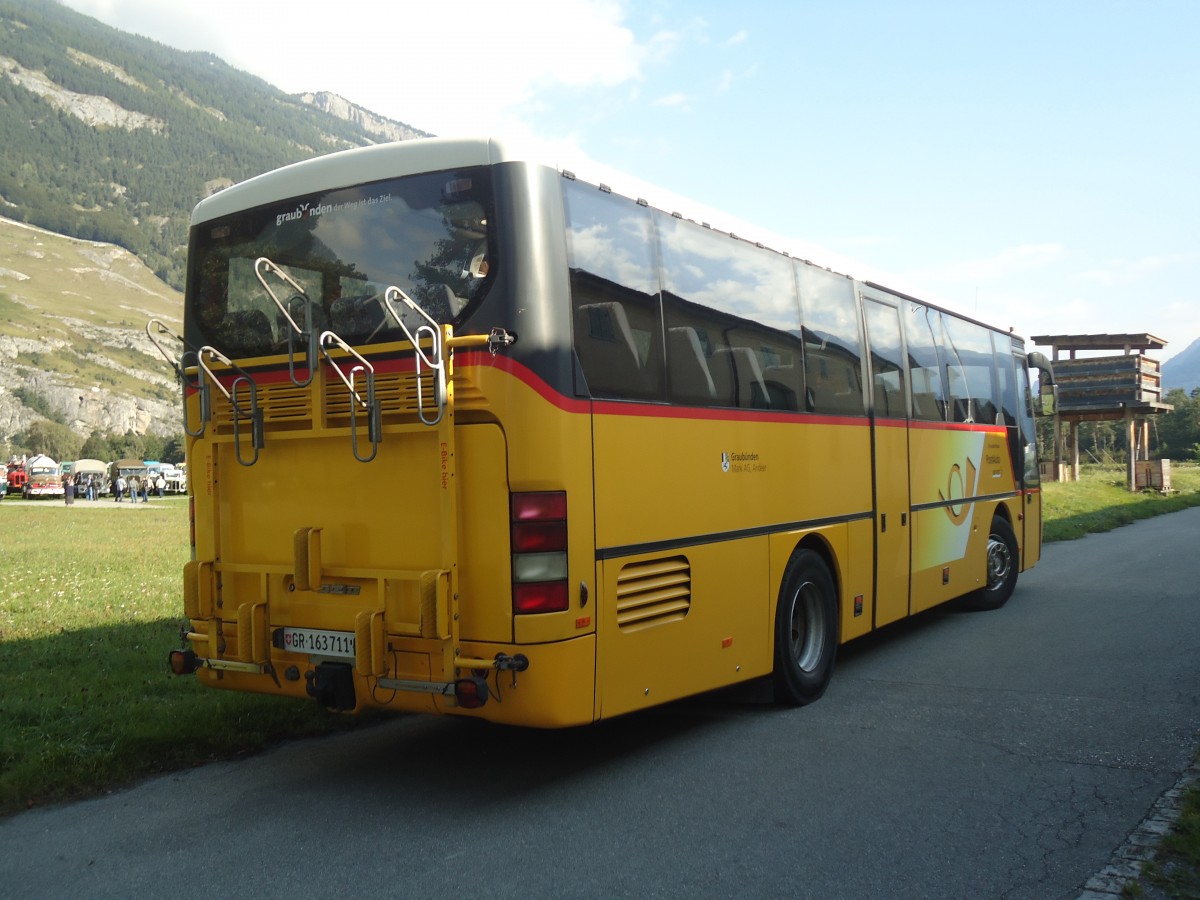 (141'623) - Mark, Andeer - GR 163'711 - Neoplan (ex GR 760) am 15. September 2012 in Chur, Waffenplatz