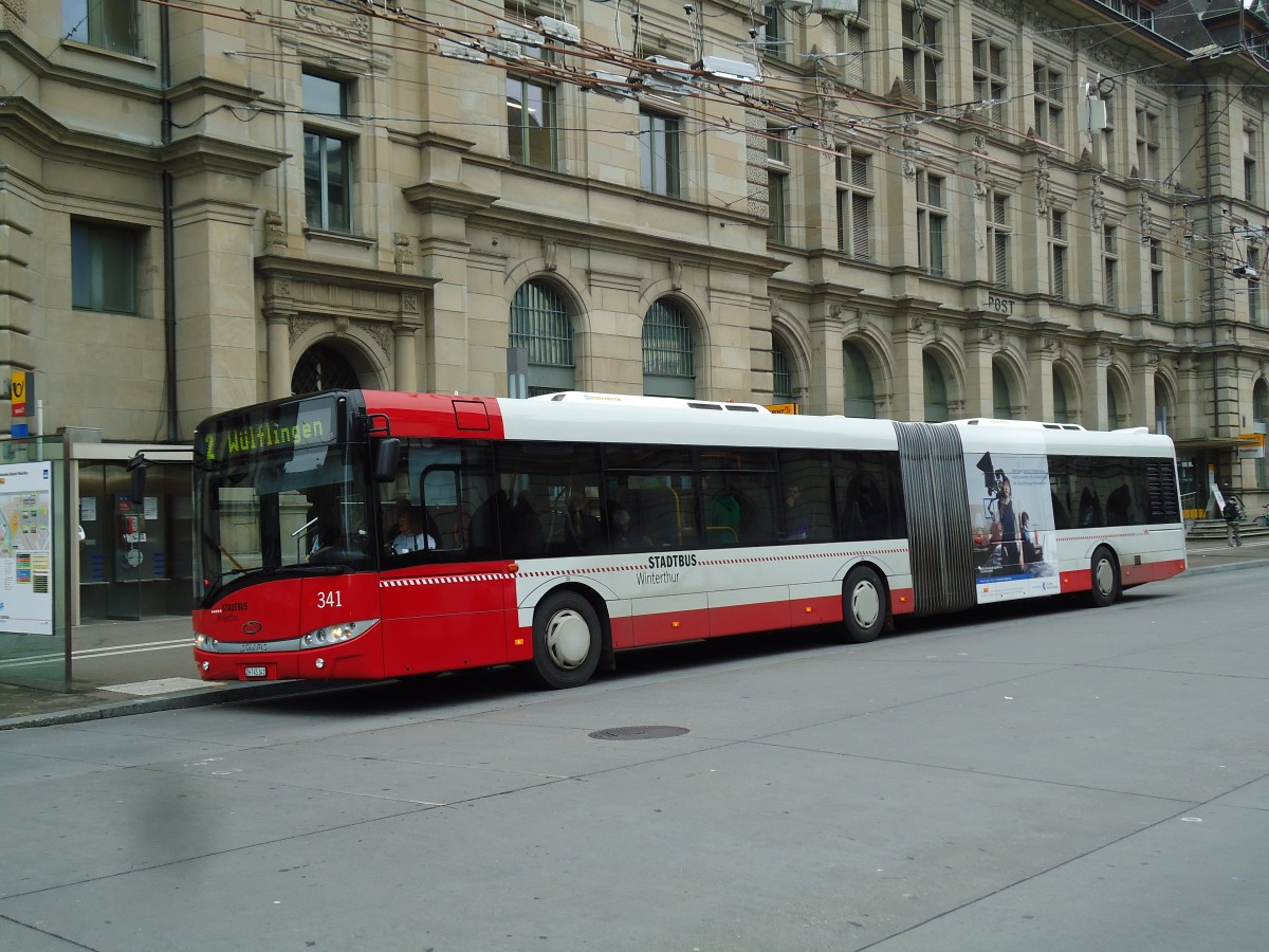 (142'112) - SW Winterthur - Nr. 341/ZH 745'341 - Solaris am 24. Oktober 2012 beim Hauptbahnhof Winterthur