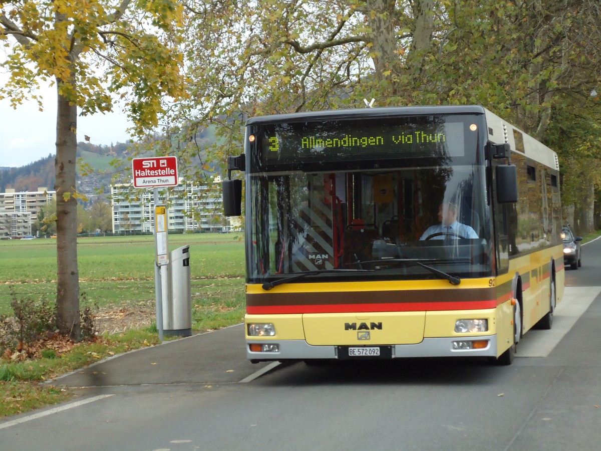 (142'192) - STI Thun - Nr. 92/BE 572'092 - MAN am 4. November 2012 in Thun, Arena Thun