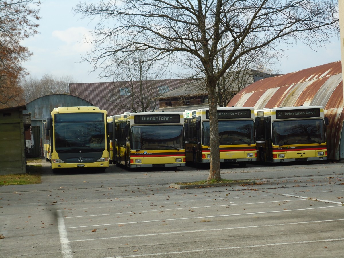 (142'245) - STI Thun - Nr. 155/BE 801'155 - Mercedes + Nr. 73 + Nr. 70 + Nr. 72 - MAN am 22. November 2012 in Thun, Waffenplatz