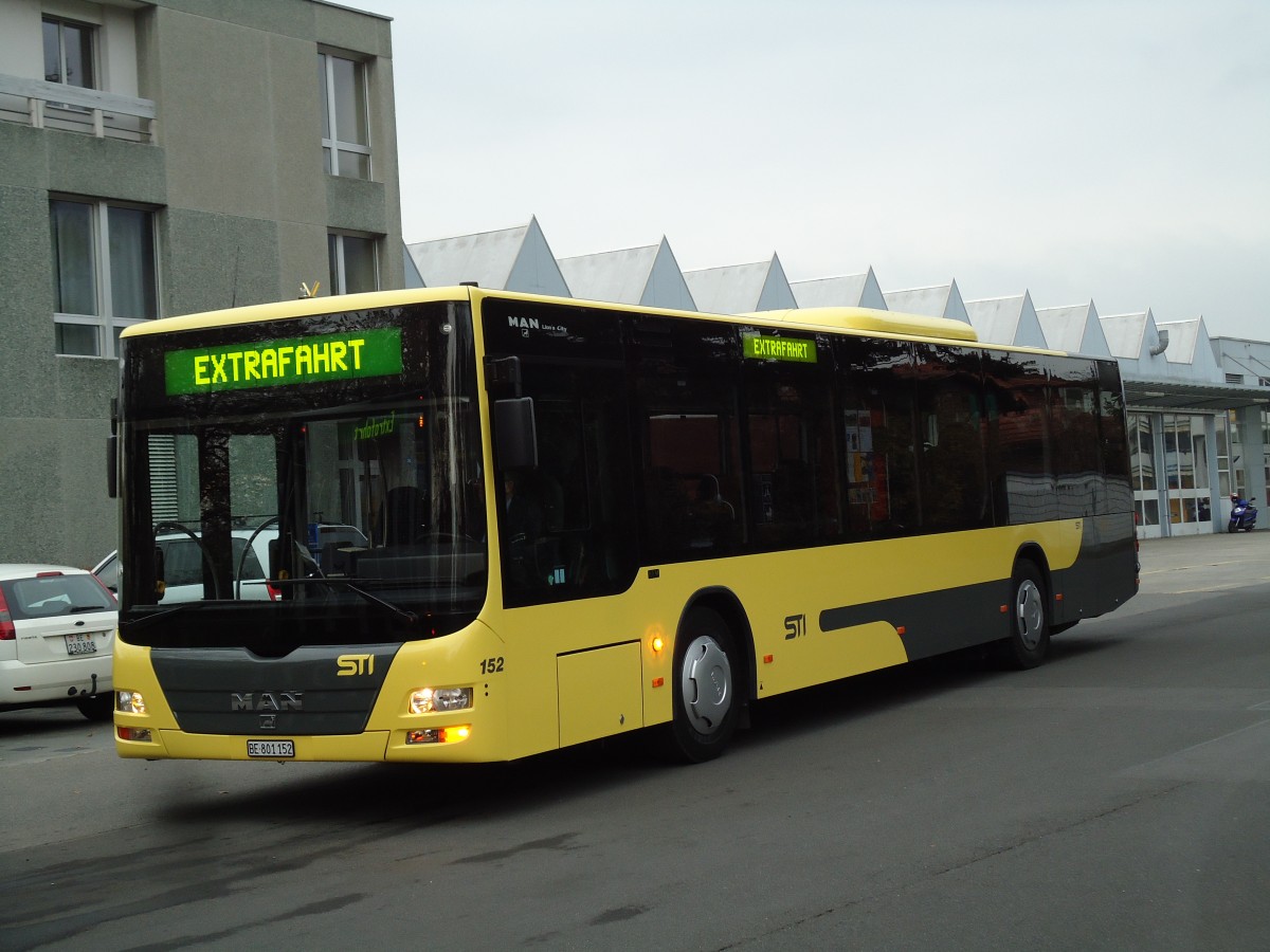 (142'252) - STI Thun - Nr. 152/BE 801'152 - MAN am 22. November 2012 in Thun, Garage