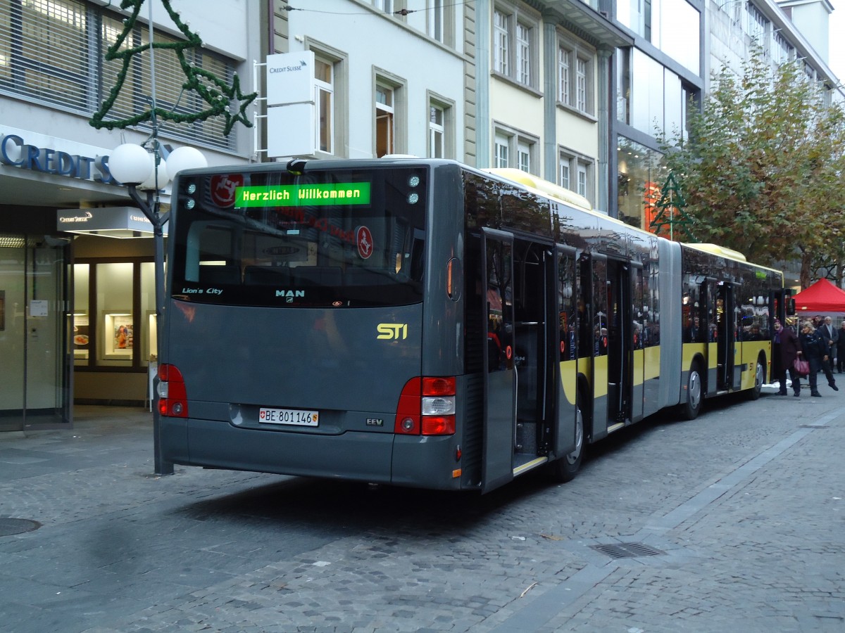 (142'254) - STI Thun - Nr. 146/BE 801'146 - MAN am 22. November 2012 in Thun, Blliz