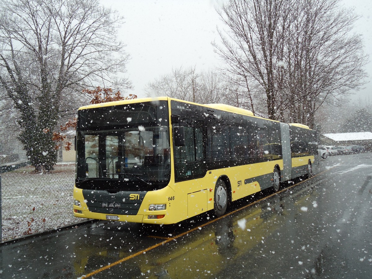 (142'312) - STI Thun - Nr. 146/BE 801'146 - MAN am 5. Dezember 2012 bei der Schifflndte Thun