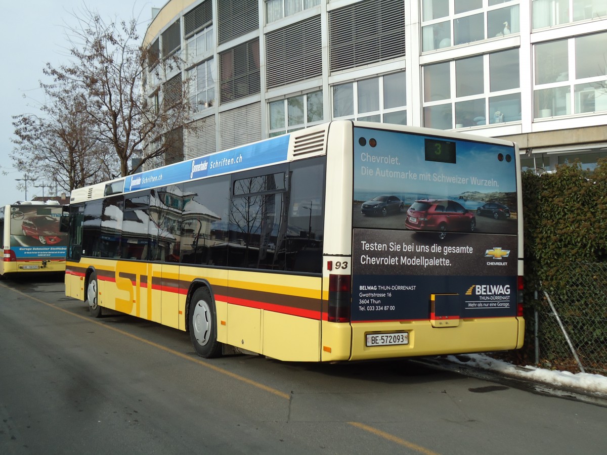 (142'508) - STI Thun - Nr. 93/BE 572'093 - MAN am 14. Dezember 2012 bei der Schifflndte Thun