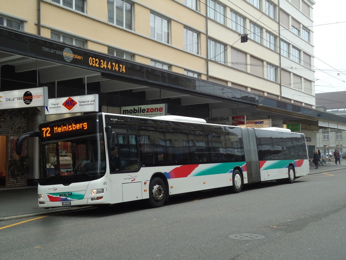 (142'790) - ASm Langenthal - Nr. 45/BE 703'518 - MAN am 29. Dezember 2012 beim Bahnhof Biel