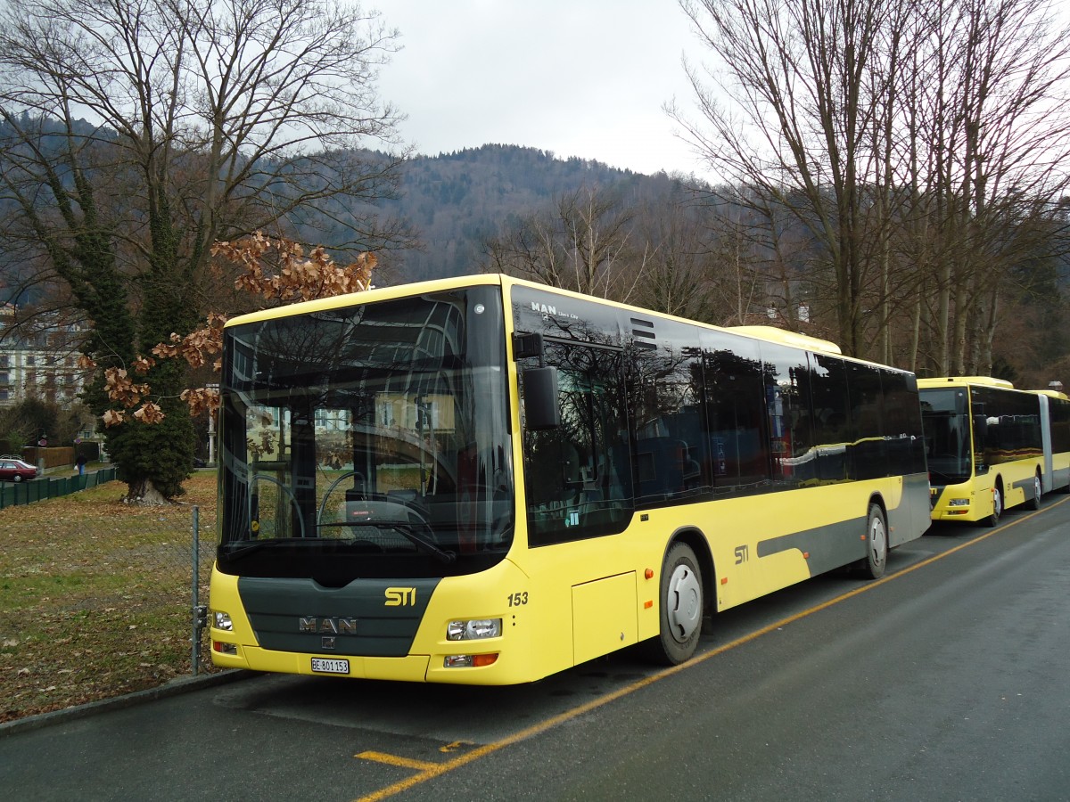 (142'917) - STI Thun - Nr. 153/BE 801'153 - MAN am 4. Januar 2013 bei der Schifflndte Thun