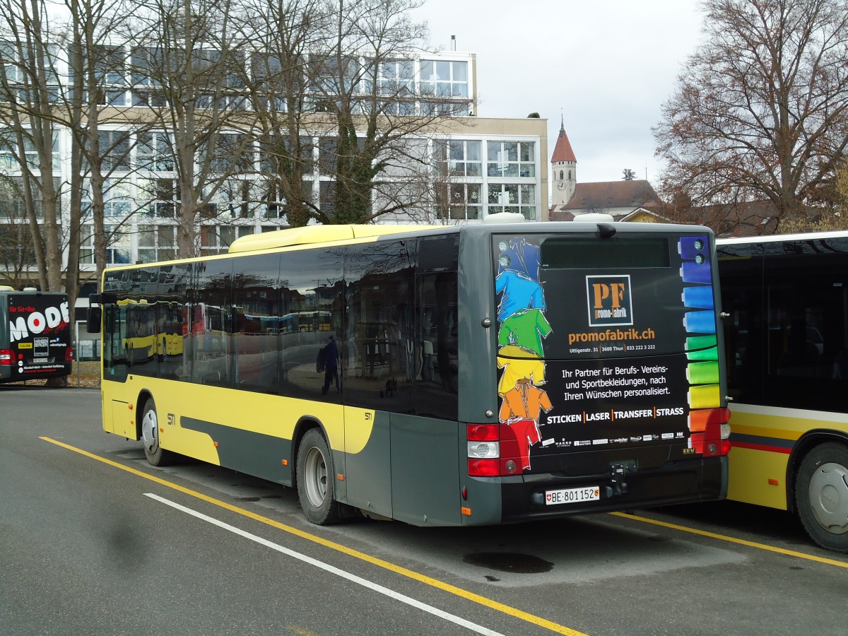 (142'919) - STI Thun - Nr. 152/BE 801'152 - MAN am 4. Januar 2013 bei der Schifflndte Thun