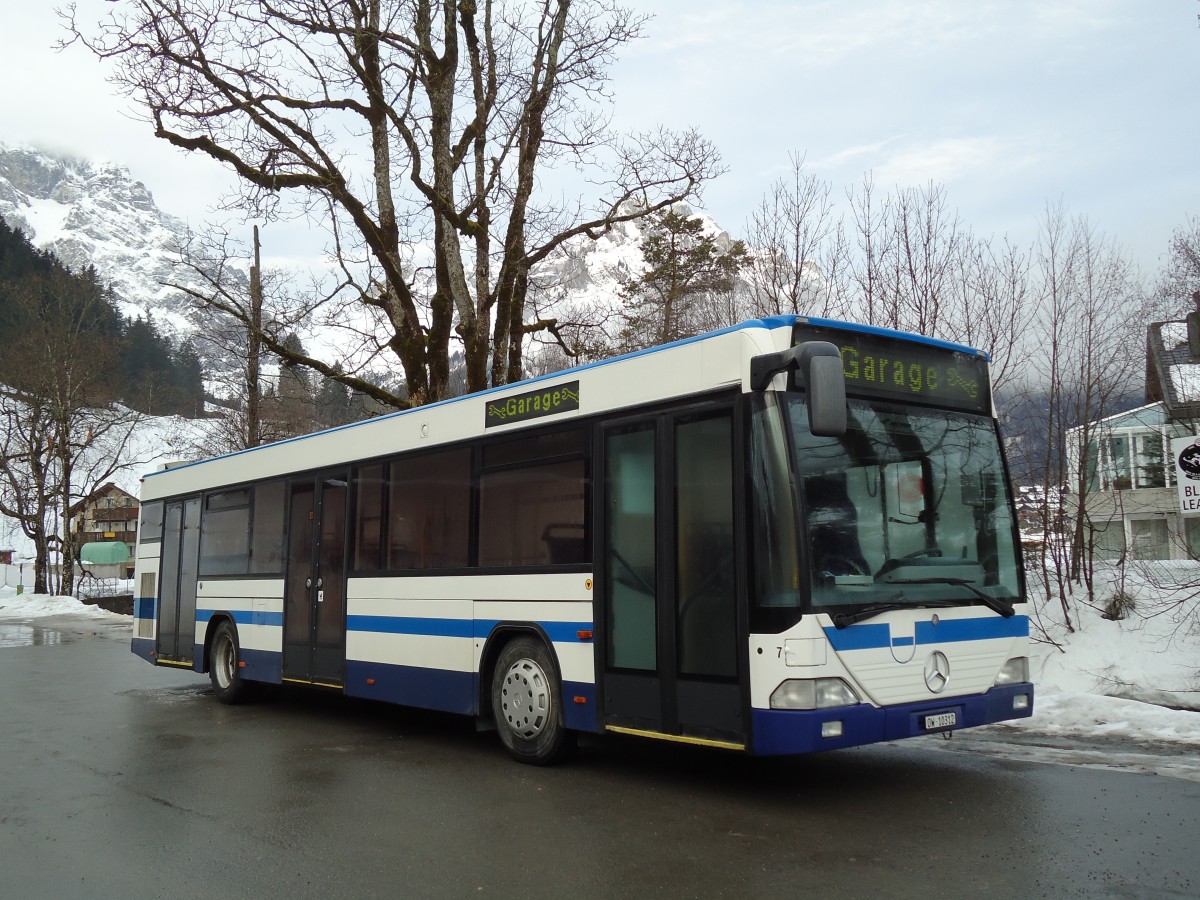 (142'937) - EAB Engelberg - Nr. 7/OW 10'312 - Mercedes/Hess (ex ZVB Zug Nr. 160; ex ZVB Zug Nr. 60; ex ZVB Zug Nr. 30; ex Auf der Maur, Steinen Nr. 217) am 5. Januar 2013 in Engelberg, Titlisbahnen