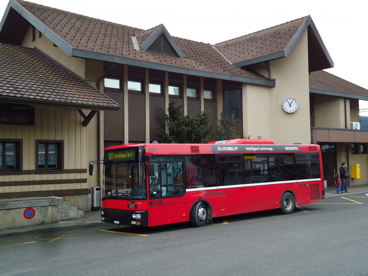 (142'983) - Bernmobil, Bern - Nr. 401/BE 612'401 - MAN/Gppel am 5. Januar 2013 beim Bahnhof Konolfingen