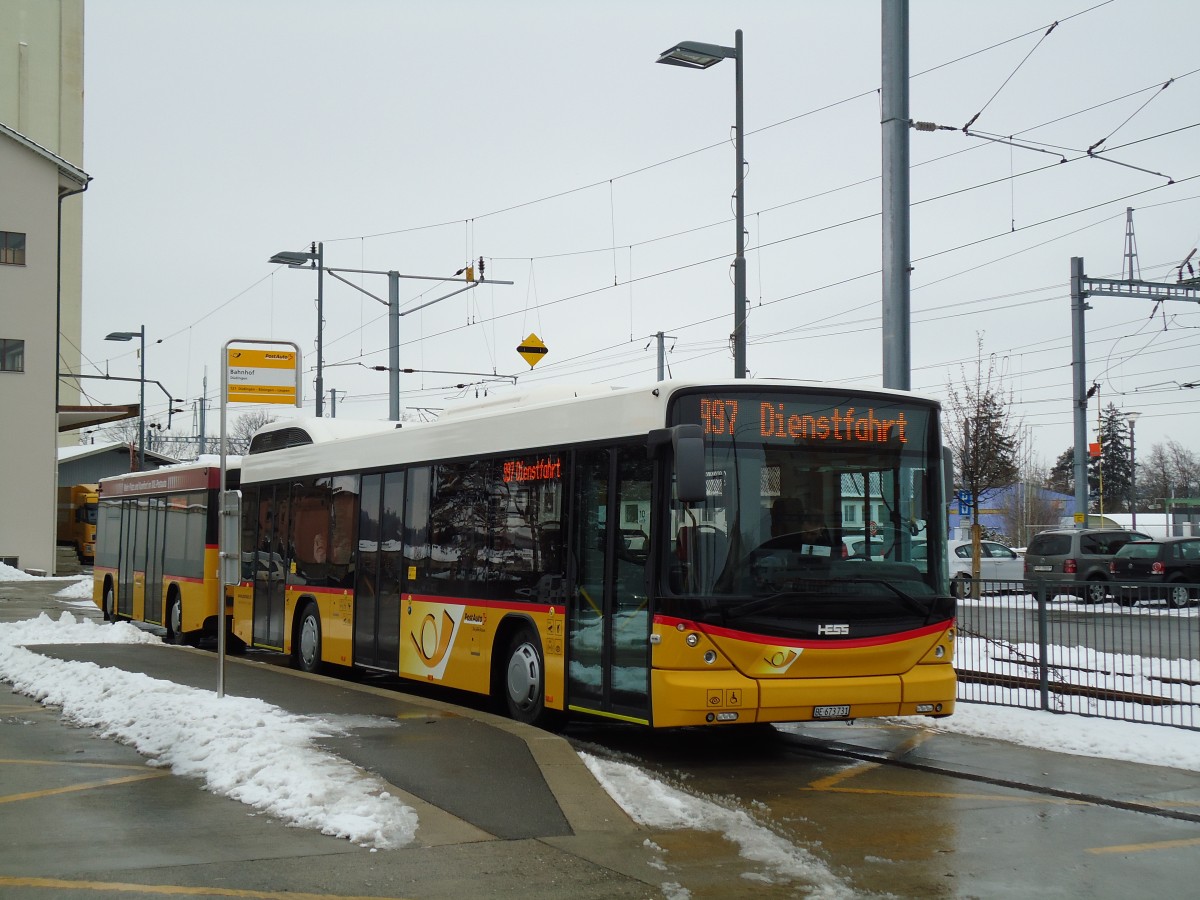 (143'103) - Klopfstein, Laupen - Nr. 10/BE 673'731 - Hess am 21. Januar 2013 beim Bahnhof Ddingen