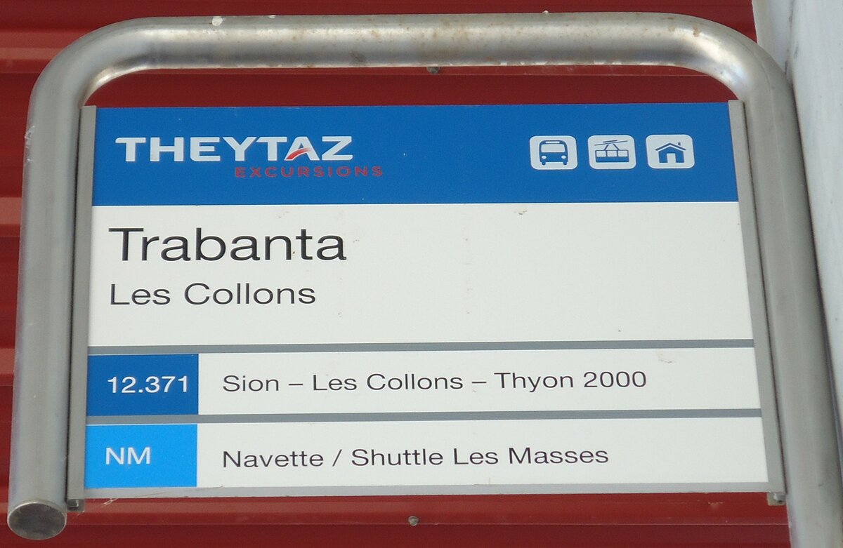 (143'133) - THEYTAZ-Haltestellenschild - Les Collons, Trabanta - am 3. Februar 2013