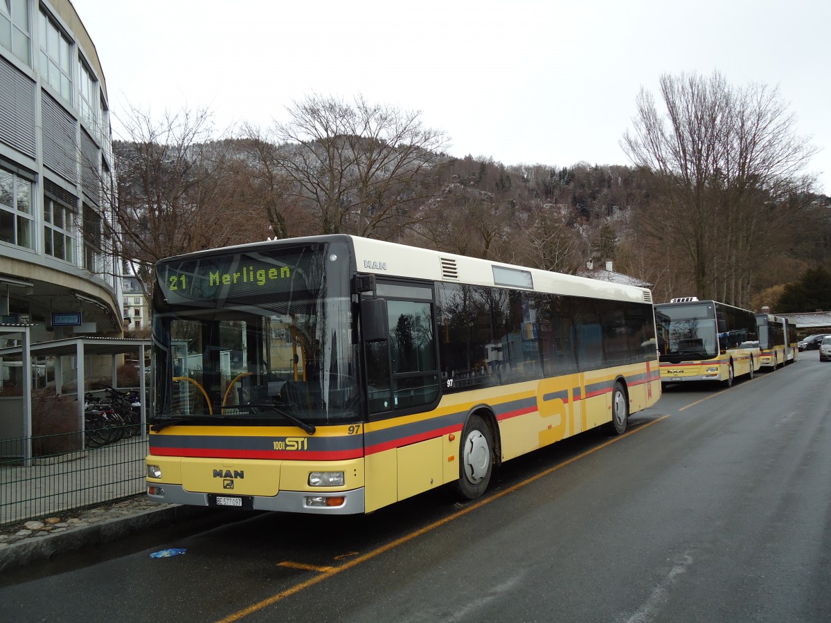 (143'173) - STI Thun - Nr. 97/BE 577'097 - MAN am 6. Februar 2013 bei der Schifflndte Thun