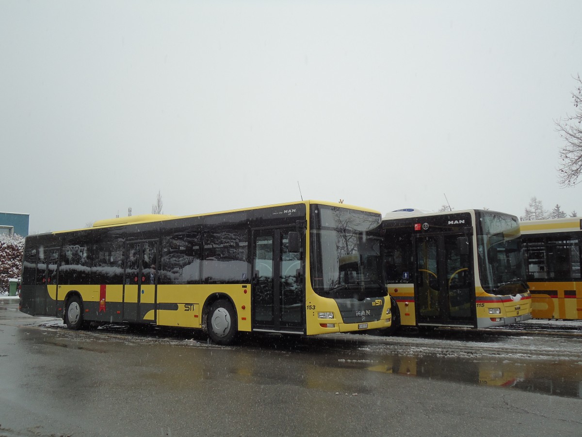 (143'177) - STI Thun - Nr. 153/BE 801'153 - MAN am 7. Februar 2013 bei der Schifflndte Thun