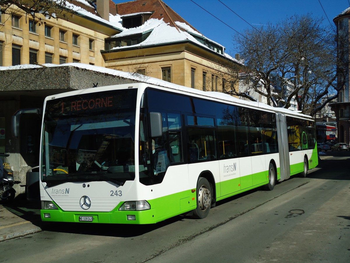 (143'225) - transN, La Chaux-de-Fonds - Nr. 243/NE 109'243 - Mercedes (ex TC La Chaux-de-Fonds Nr. 243) am 19. Februar 2013 beim Bahnhof La Chaux-de-Fonds