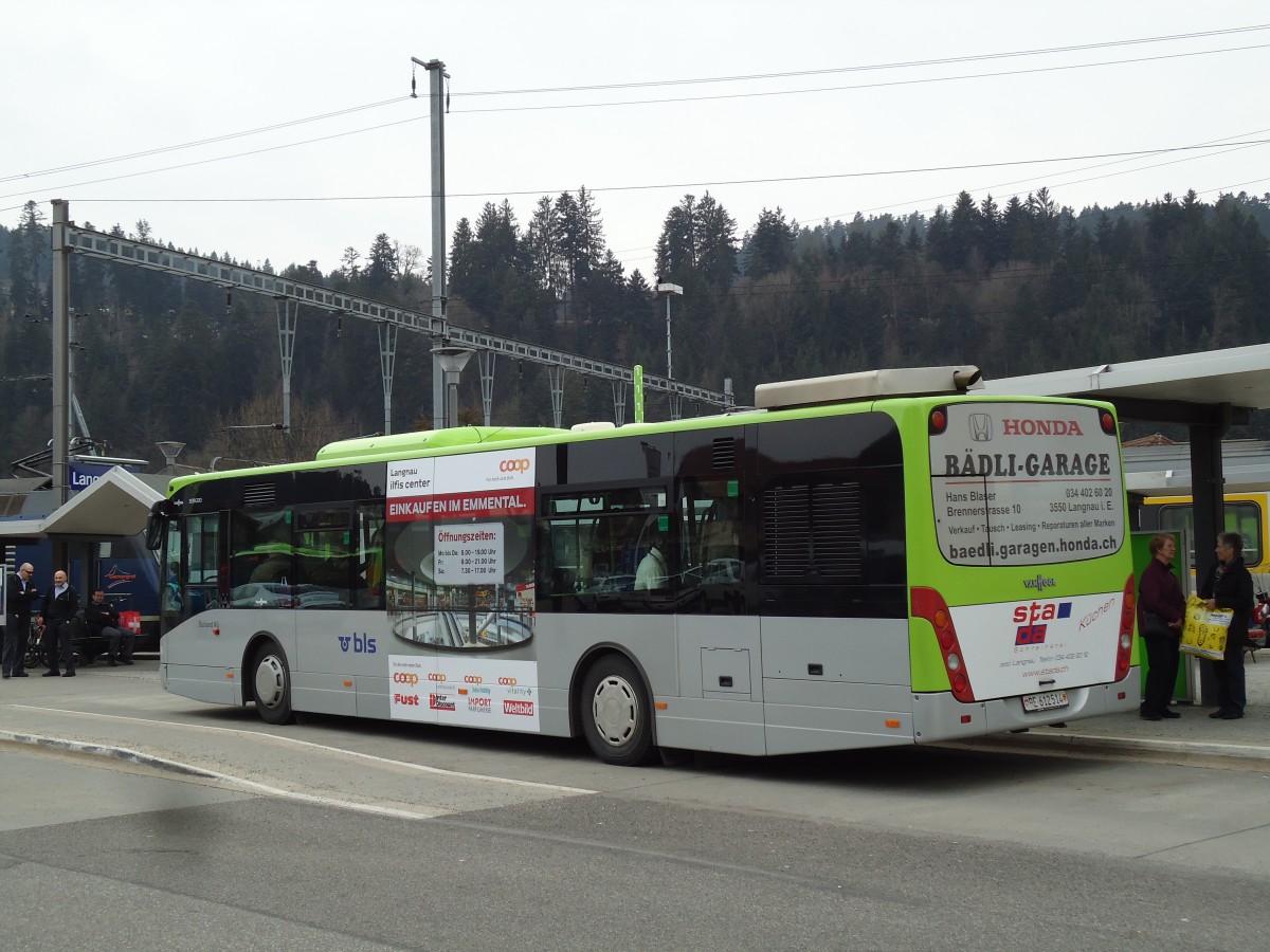 (143'572) - Busland, Burgdorf - Nr. 18/BE 612'514 - Van Hool am 23. Mrz 2013 beim Bahnhof Langnau