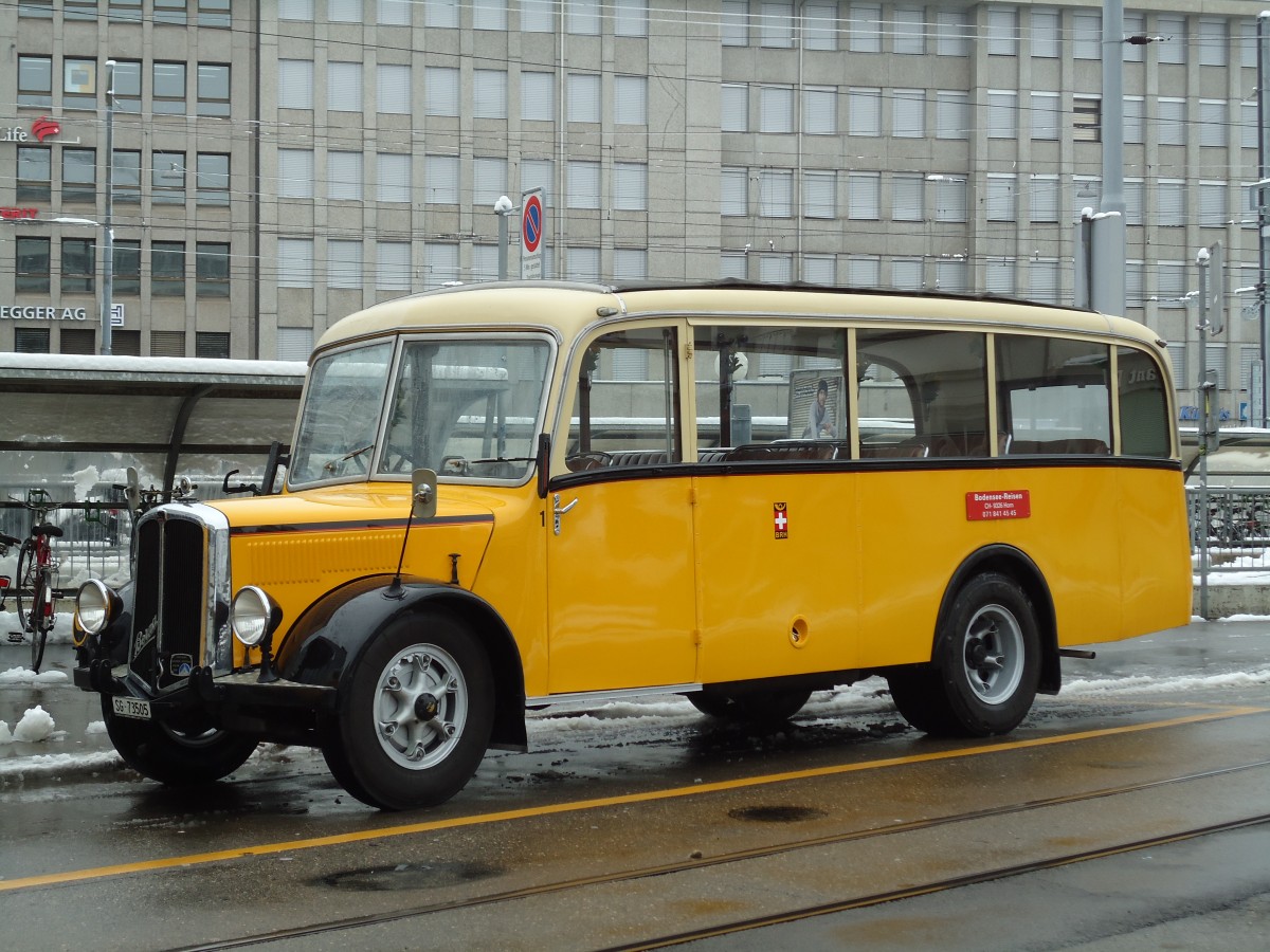 (143'641) - Baumgartner, Horn - Nr. 1/SG 73'505 - Berna/Saurer (ex Chiesa, Minusio) am 20. April 2013 beim Bahnhof St. Gallen