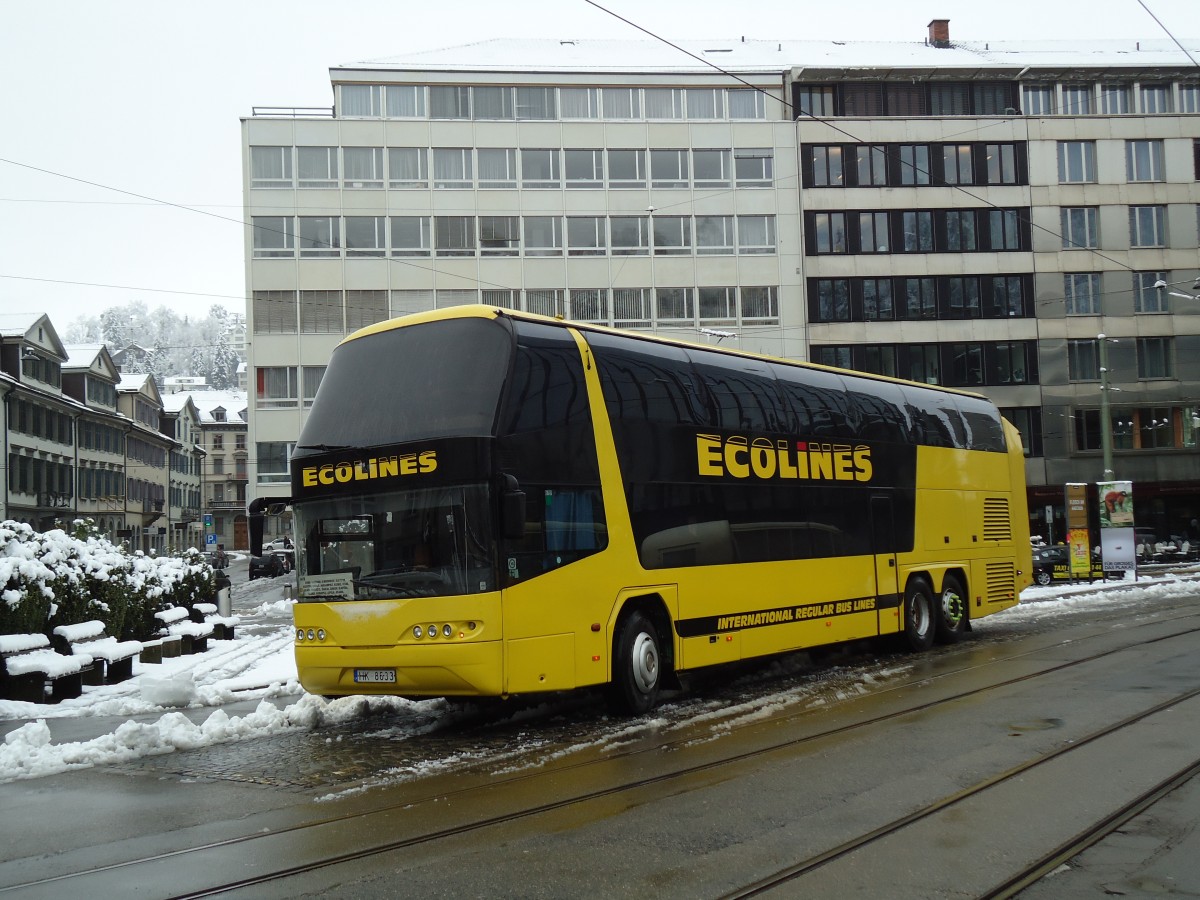 (143'675) - Aus Lettland: Ecolines, Riga - HK-8633 - Neoplan am 20. April 2013 beim Bahnhof St. Gallen