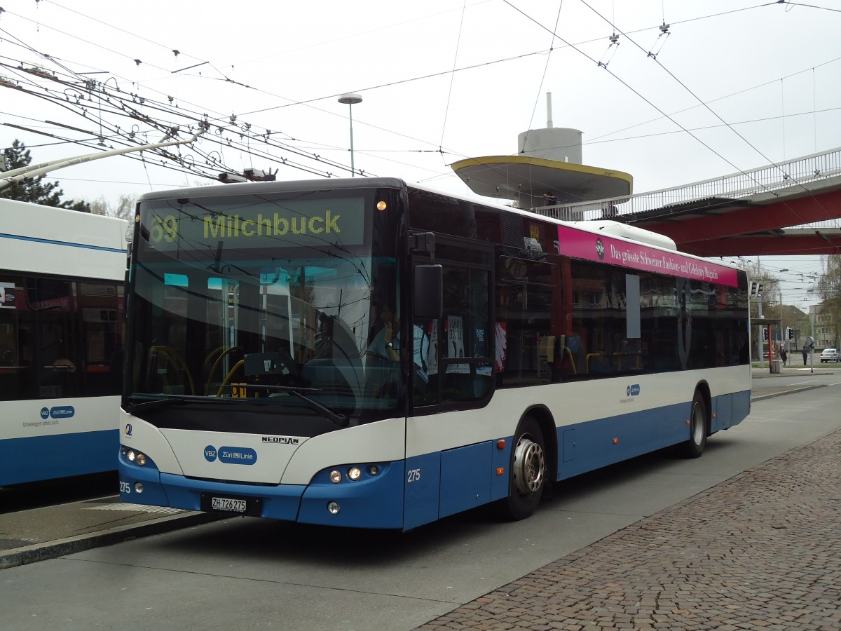 (143'805) - VBZ Zrich - Nr. 275/ZH 726'275 - Neoplan am 21. April 2013 in Zrich, Bucheggplatz