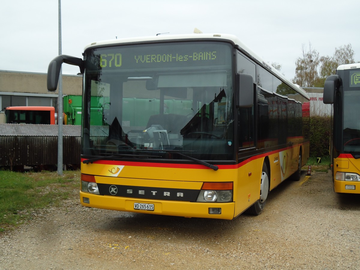 (143'872) - CarPostal Ouest - VD 265'615 - Setra am 27. April 2013 in Yverdon, Garage