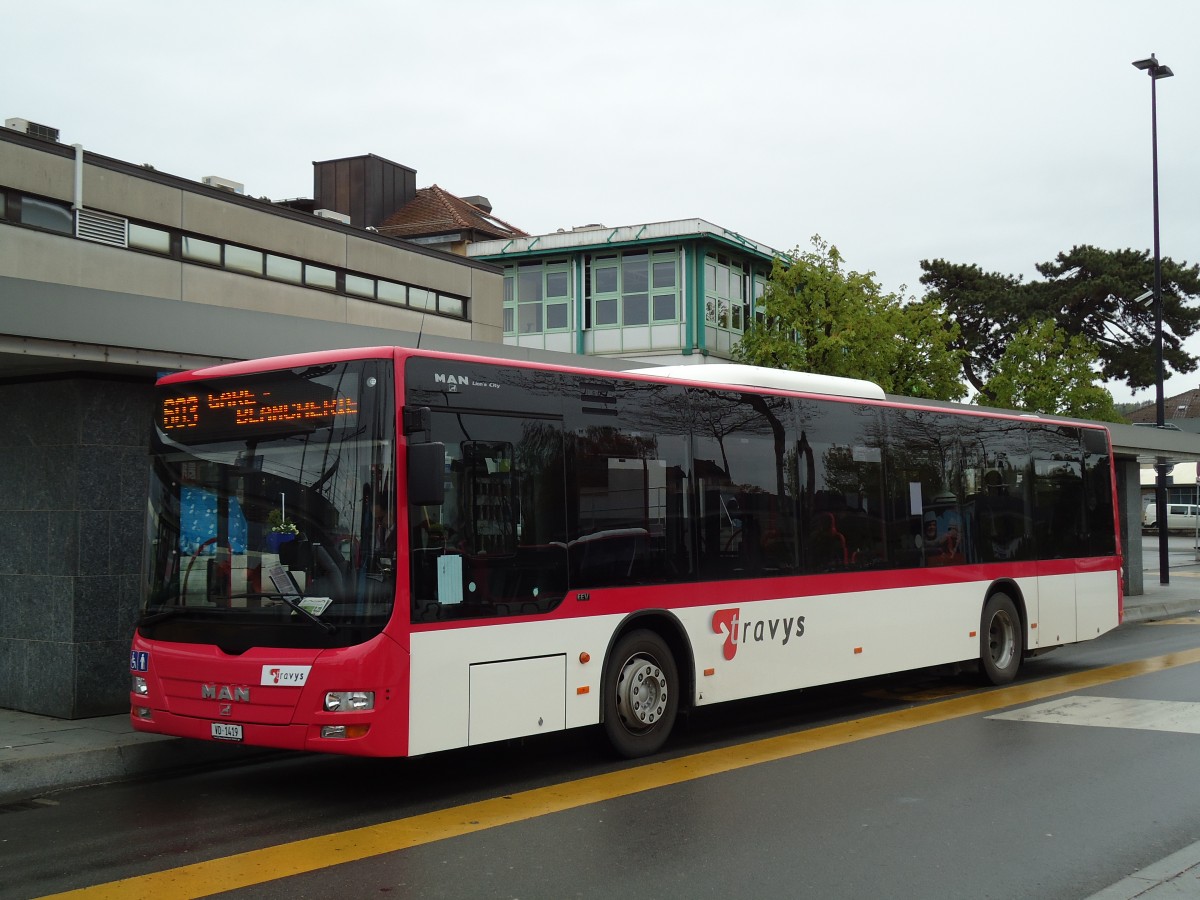 (143'908) - TRAVYS Yverdon - VD 1419 - MAN am 27. April 2013 beim Bahnhof Yverdon