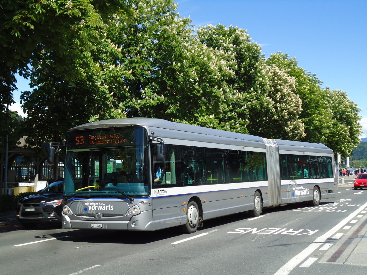 (144'381) - AAGR Rothenburg - Nr. 43/LU 15'080 - Irisbus am 19. Mai 2013 beim Bahnhof Luzern