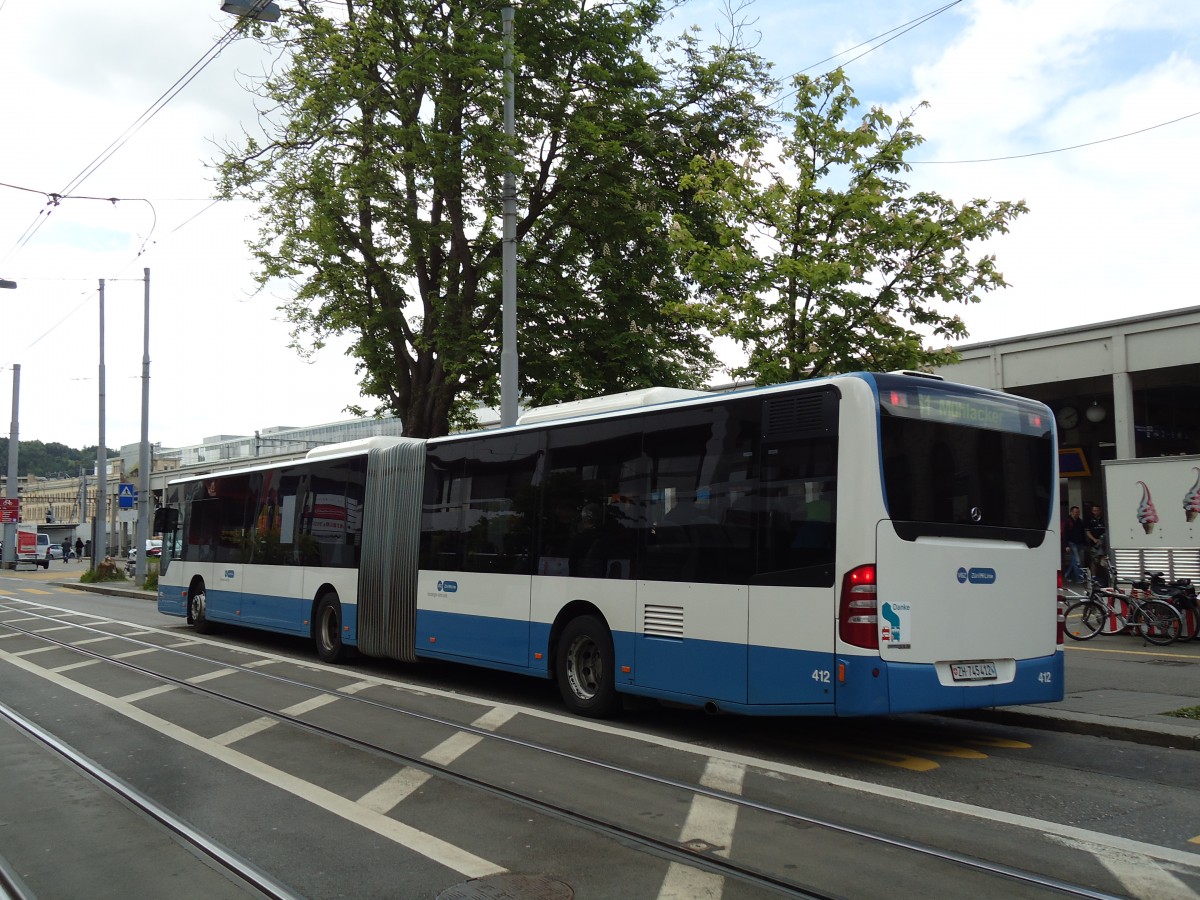 (144'449) - VBZ Zrich - Nr. 412/ZH 745'412 - Mercedes am 20. Mai 2013 beim Bahnhof Zrich-Oerlikon