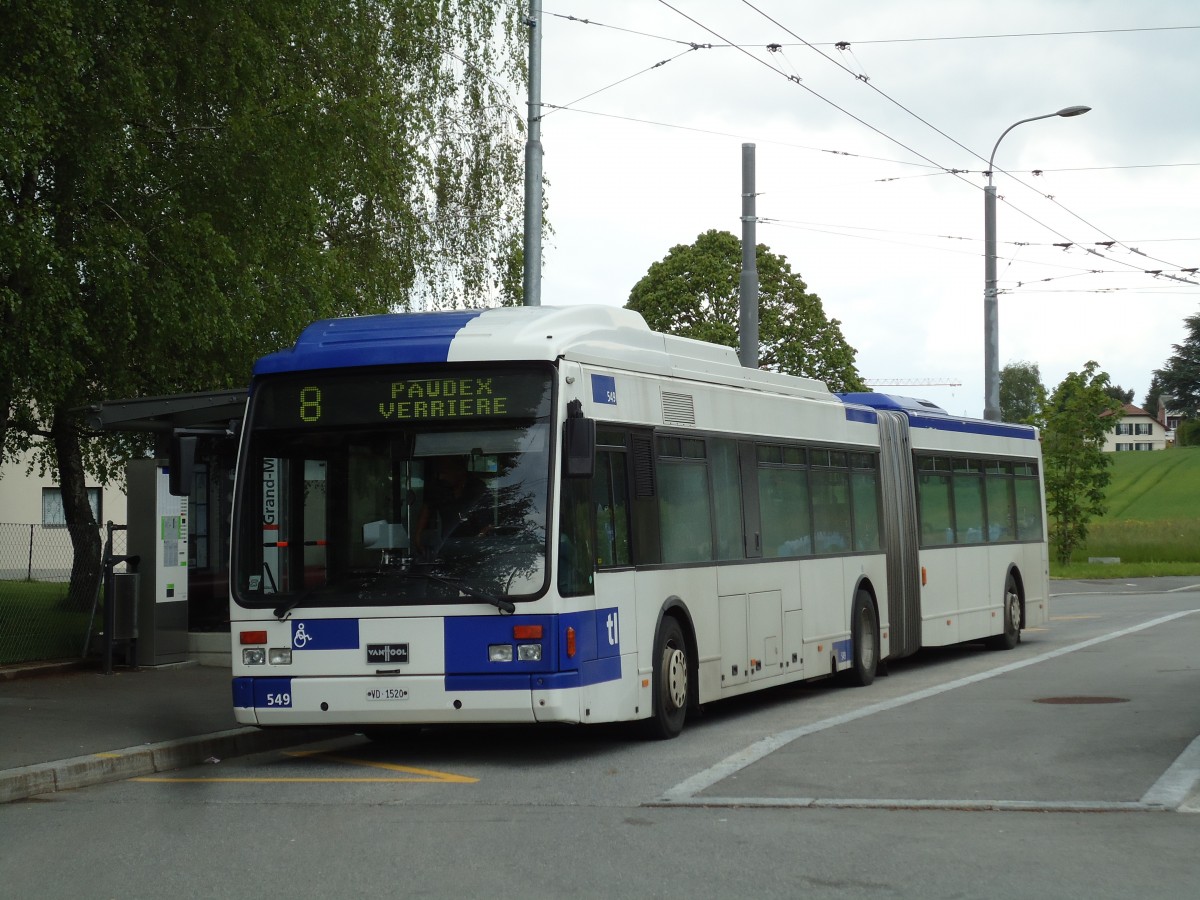 (144'625) - TL Lausanne - Nr. 549/VD 1520 - Van Hool am 26. Mai 2013 in Le Mont, Grand-Mont