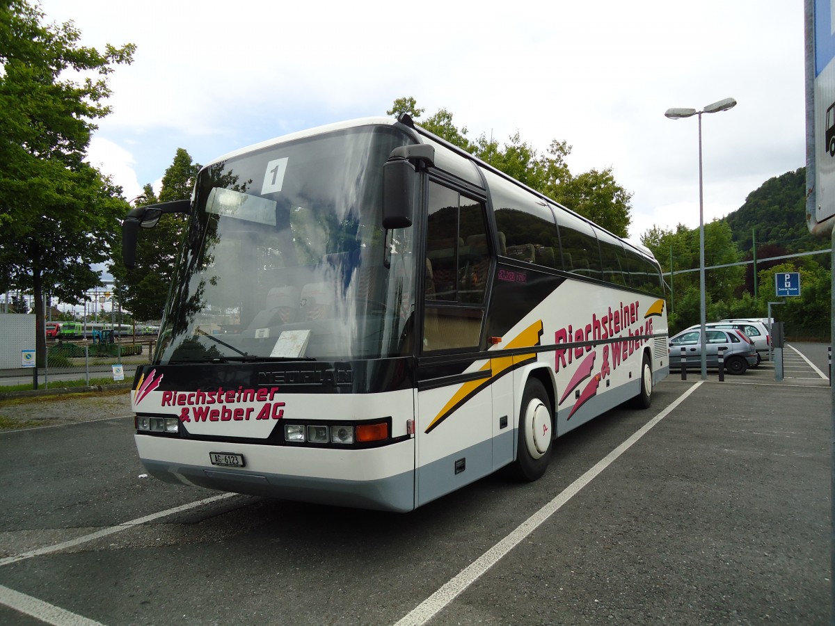 (144'772) - Riechsteiner&Weber, Muri - AG 6123 - Neoplan am 30. Mai 2013 in Thun, Seestrasse