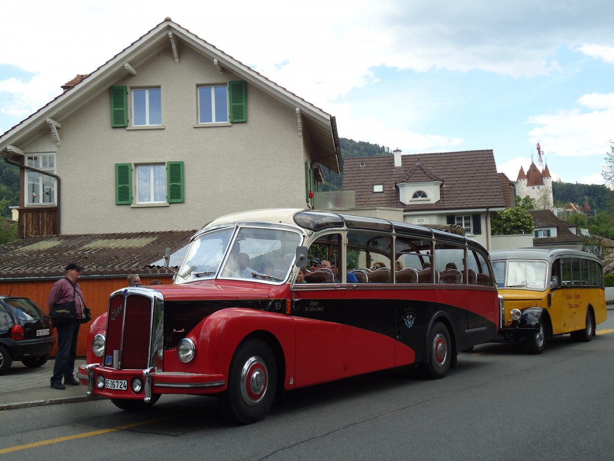 (145'006) - Gafner, Gwatt - Nr. 9/BE 26'724 - Saurer/R&J (ex ASKA Aeschi Nr. 9) am 15. Juni 2013 in Thun, Garage STI