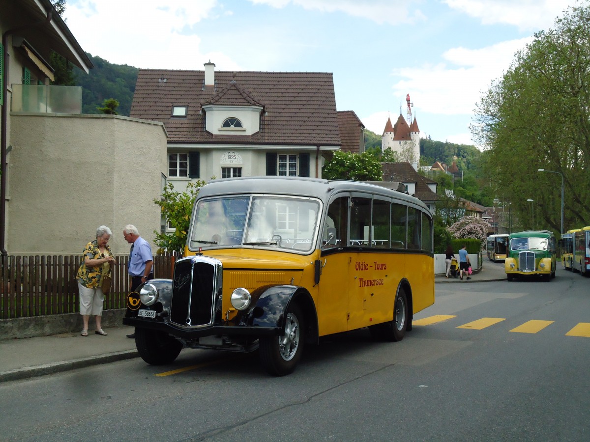 (145'007) - Reusser, Thun - BE 58'656 - Saurer/Hnni (ex Kontiki, Wettingen; ex Nussbaumer, Ganterschwil) am 15. Juni 2013 in Thun, Garage STI