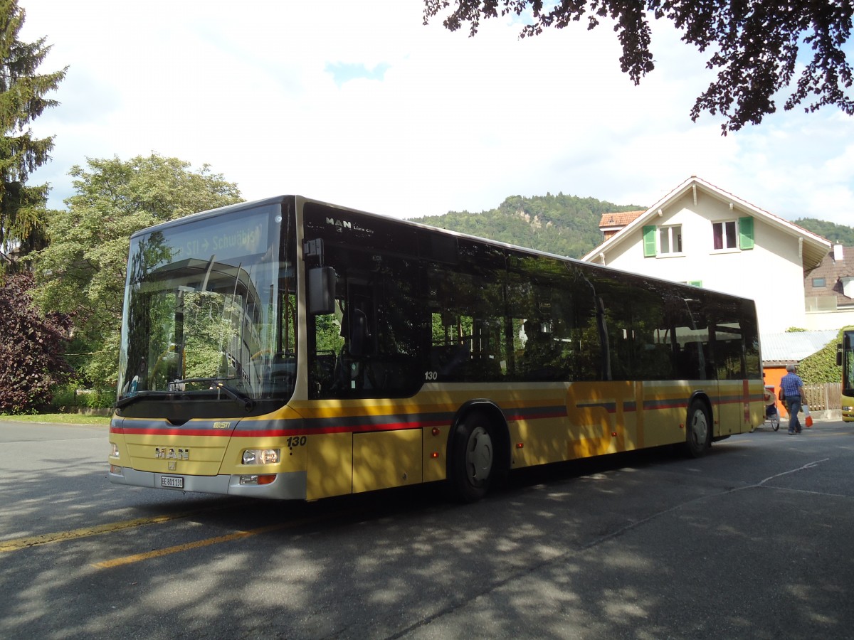 (145'052) - STI Thun - Nr. 130/BE 801'130 - MAN am 15. Juni 2013 in Thun, Garage