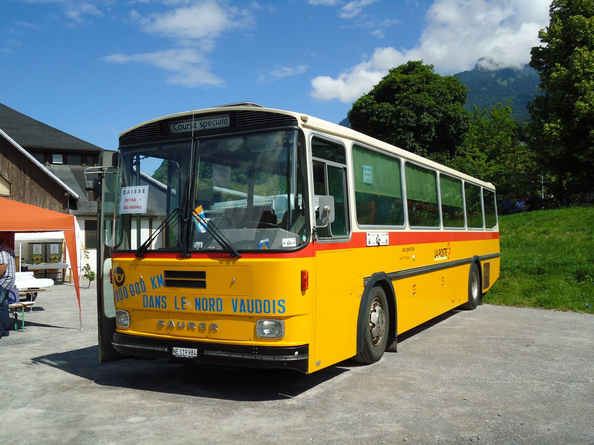 (145'420) - Montandon, Peseux - NE 119'984 - Saurer/Hess (ex P 25'631) am 22. Juni 2013 in Aigle, Saurertreffen