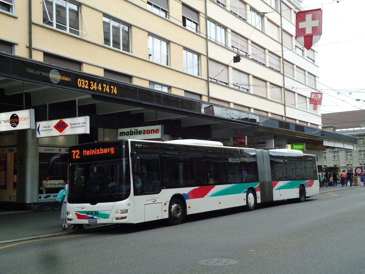 (145'451) - ASm Langenthal - Nr. 45/BE 703'518 - MAN am 23. Juni 2013 beim Bahnhof Biel