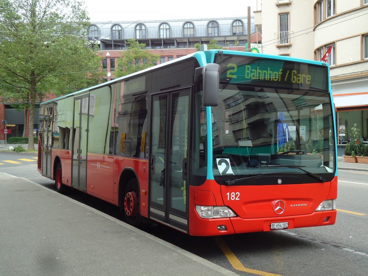 (145'453) - VB Biel - Nr. 182/BE 654'182 - Mercedes am 23. Juni 2013 beim Bahnhof Biel