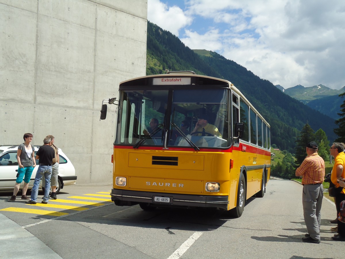 (145'902) - Gautschi, Suhr - AG 6835 - Saurer/Tscher (ex Ltscher, Neuheim Nr. 200; ex Cartek, Regensdorf; ex P 25'822) am 20. Juli 2013 in Airolo, Caserna