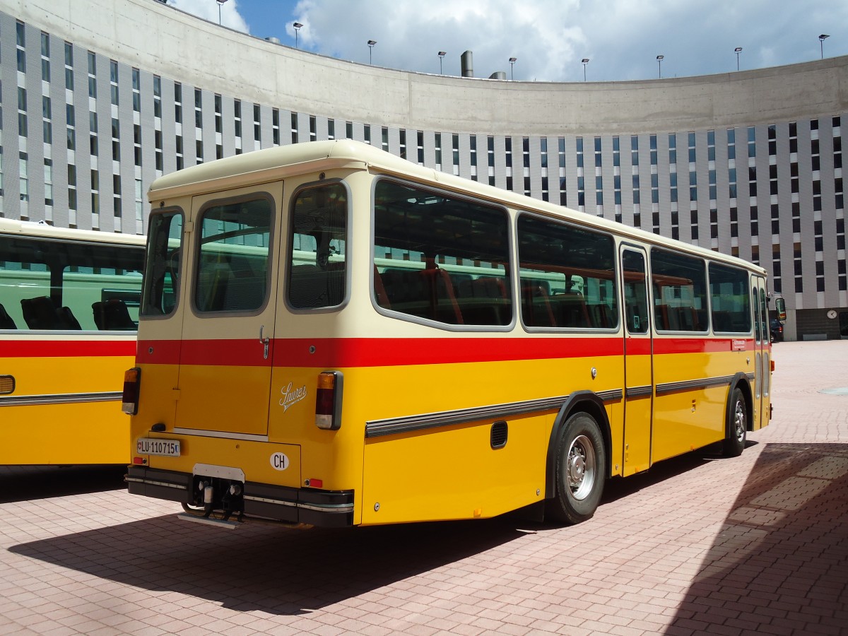 (145'918) - Amstein, Willisau - LU 110'715 - Saurer/Tscher (ex Allemann, Niederbipp; ex Semadeni, Poschiavo; ex Kasper, Poschiavo; ex PostAuto Graubnden; ex P 24'285) am 20. Juli 2013 in Airolo, Caserna