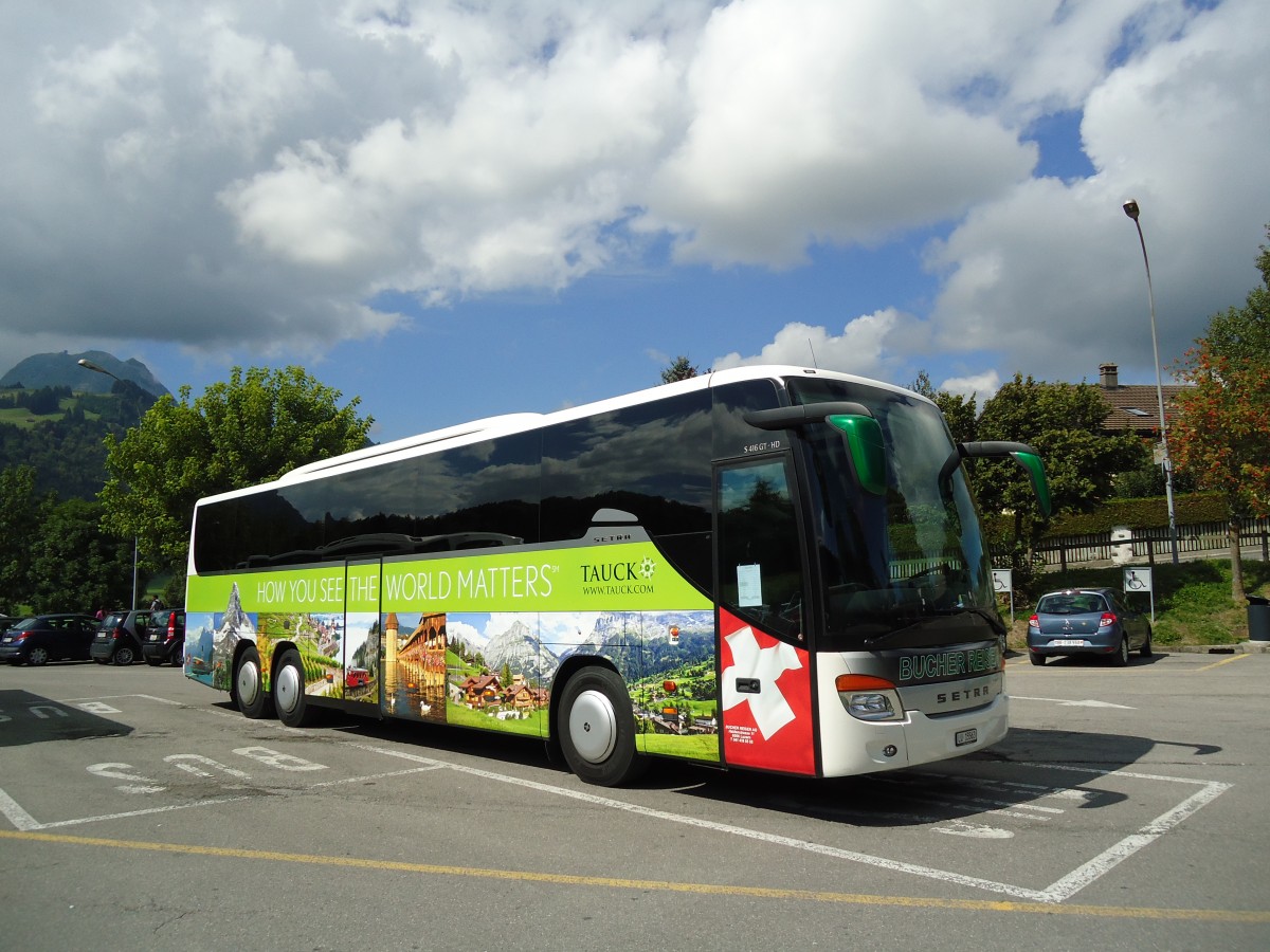 (146'507) - Bucher, Luzern - LU 15'563 - Setra am 26. August 2013 in Gruyres, Gruyres Ville