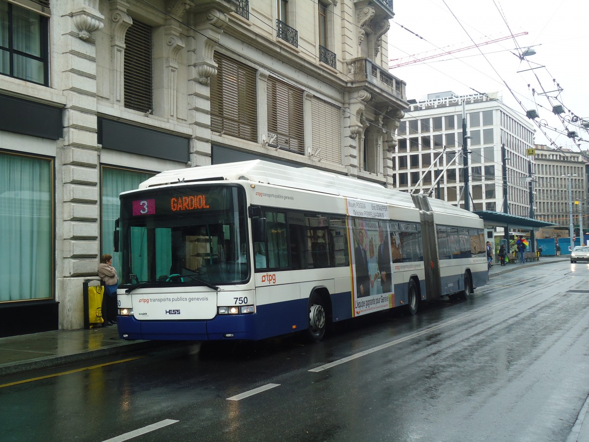 (147'174) - TPG Genve - Nr. 750 - Hess/Hess Gelenktrolleybus am 16. September 2013 in Genve, Bel-Air