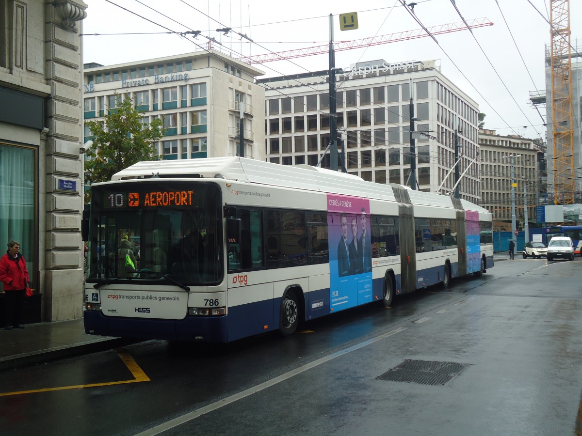 (147'186) - TPG Genve - Nr. 786 - Hess/Hess Doppelgelenktrolleybus am 16. September 2013 in Genve, Bel-Air