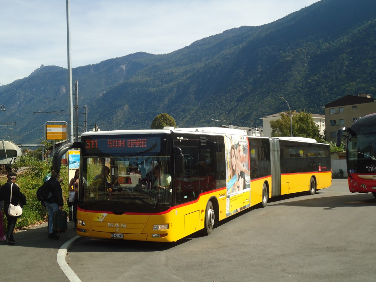 (147'335) - Buchard, Leytron - VS 223'348 - MAN (ex Nr. 161) am 22. September 2013 beim Bahnhof Martigny