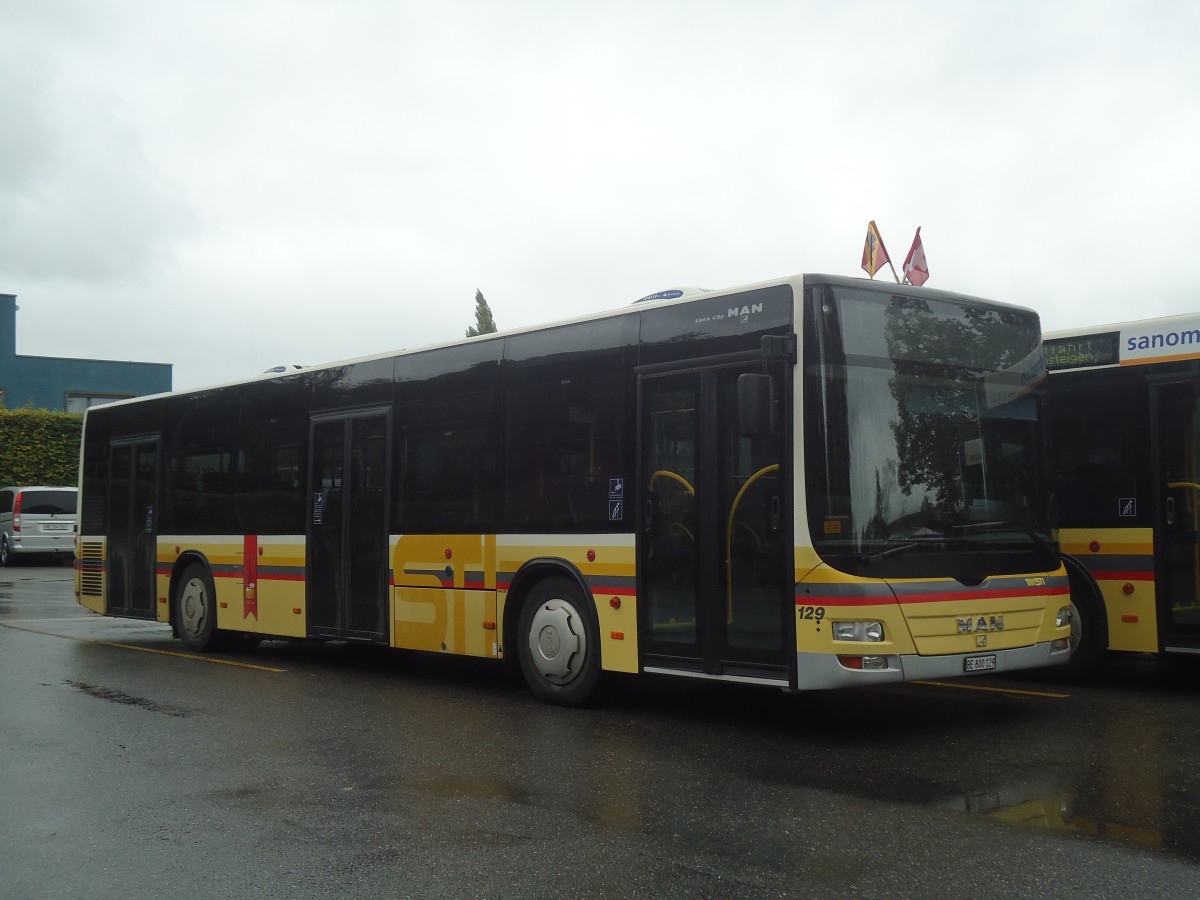 (147'494) - STI Thun - Nr. 129/BE 800'129 - MAN am 10. Oktober 2013 bei der Schifflndte Thun