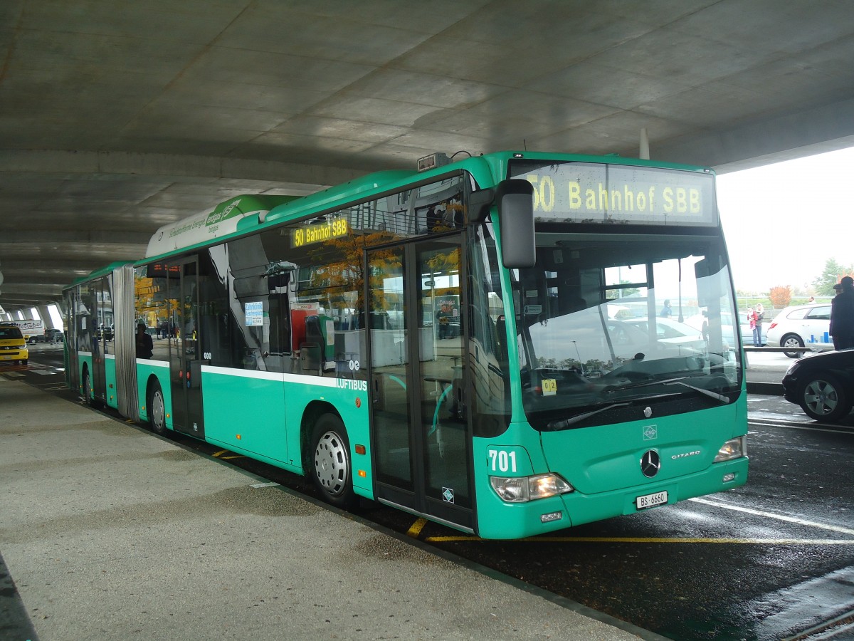 (147'541) - Aus der Schweiz: BVB Basel - Nr. 701/BS 6660 - Mercedes am 20. Oktober 2013 in Basel-Mulhouse, EuroAirport