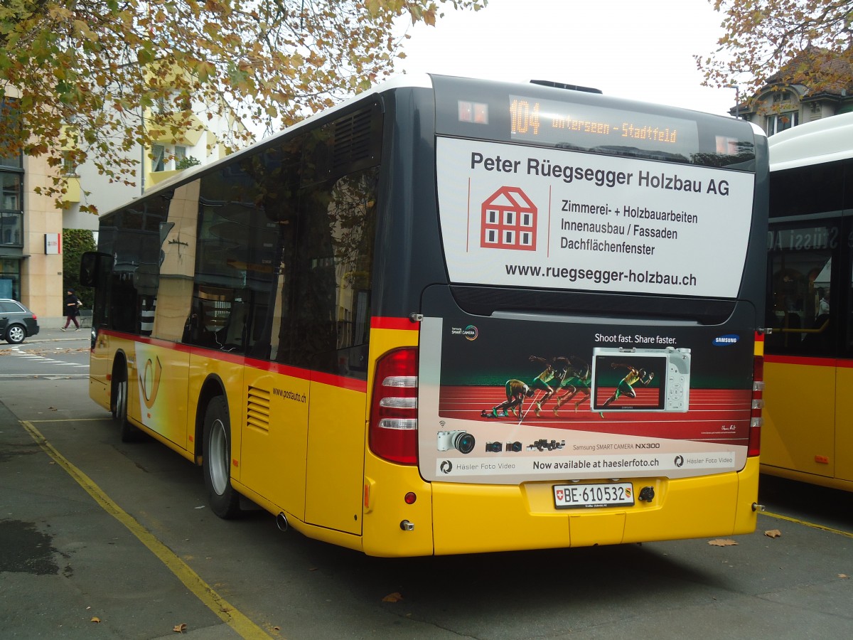 (147'596) - PostAuto Bern - BE 610'532 - Mercedes am 4. November 2013 beim Bahnhof Interlaken West