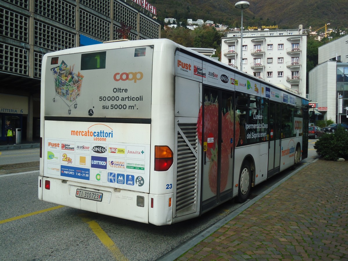 (147'622) - FART Locarno - Nr. 23/TI 310'723 - Mercedes am 5. November 2013 beim Bahnhof Locarno