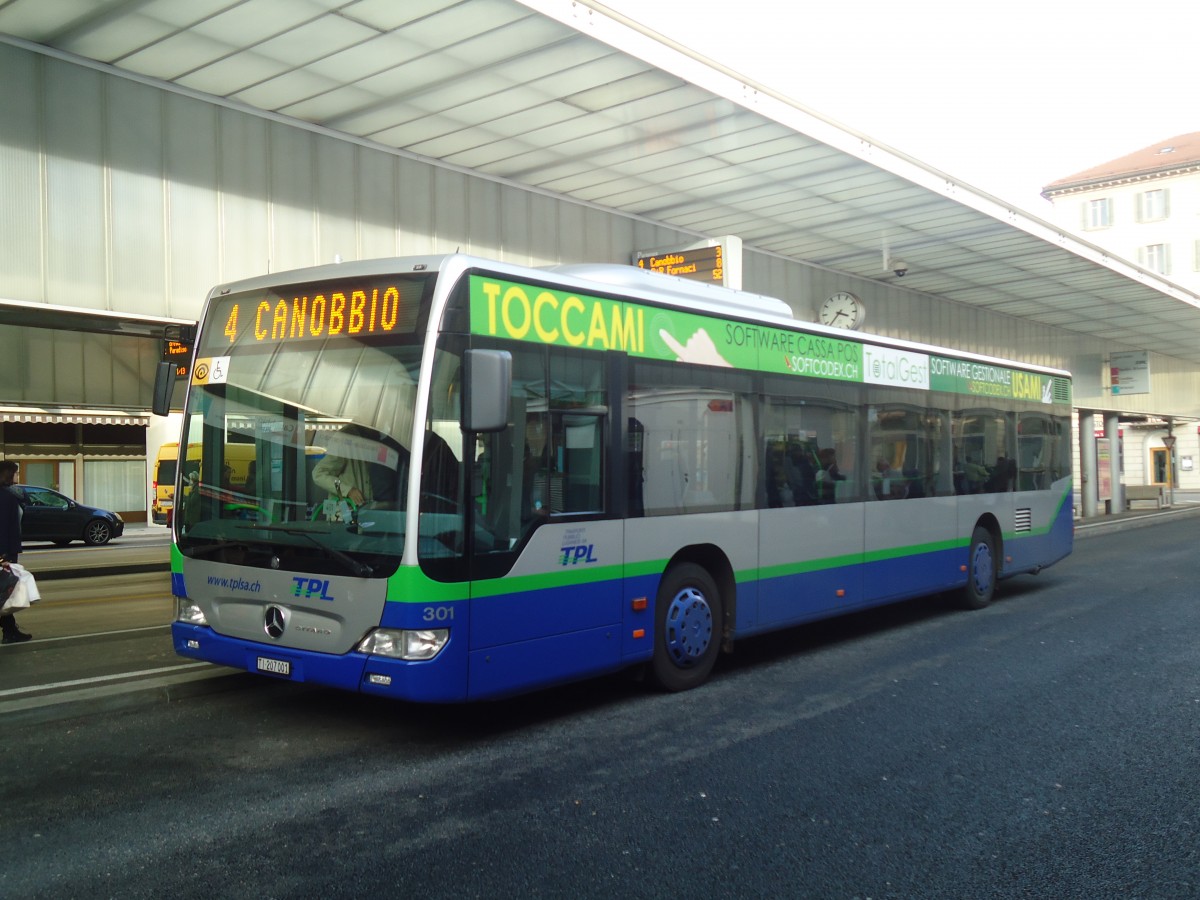 (147'705) - TPL Lugano - Nr. 301/TI 207'001 - Mercedes am 5. November 2013 in Lugano, Centro