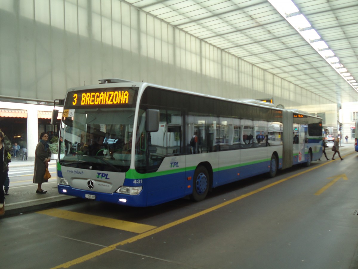 (147'716) - TPL Lugano - Nr. 431/TI 165'831 - Mercedes am 5. November 2013 in Lugano, Centro